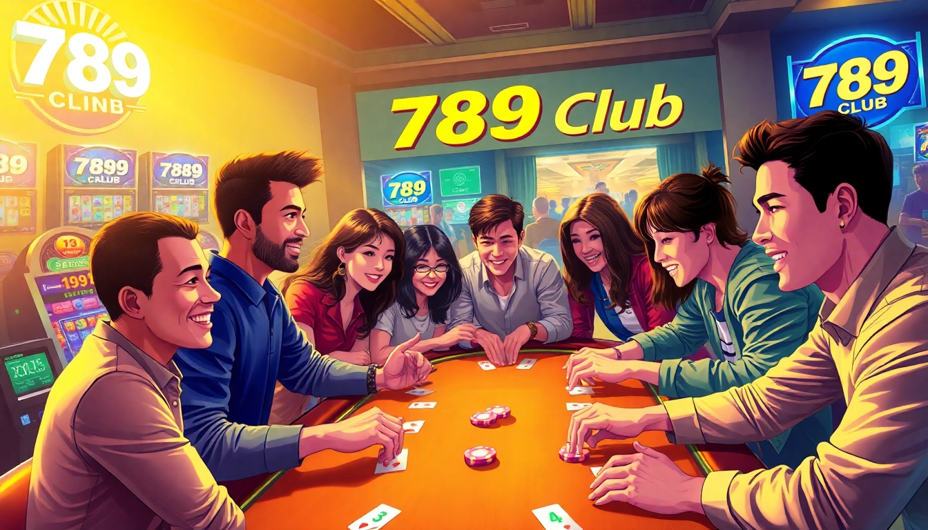 Experience the thrill of the 789 club with players engaged around a virtual gaming table.
