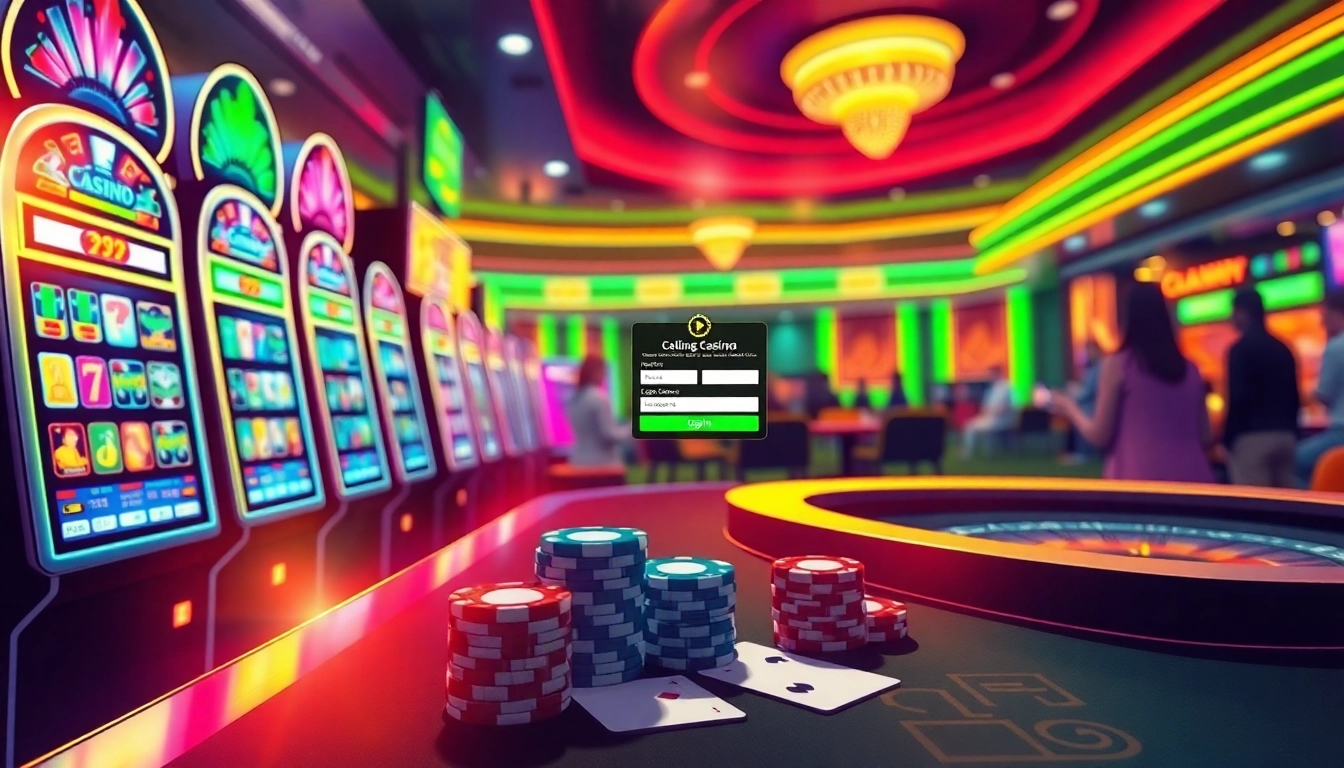 Experience đăng nhập v9bet for thrilling online casino games with vibrant poker chips and lively slot machines.