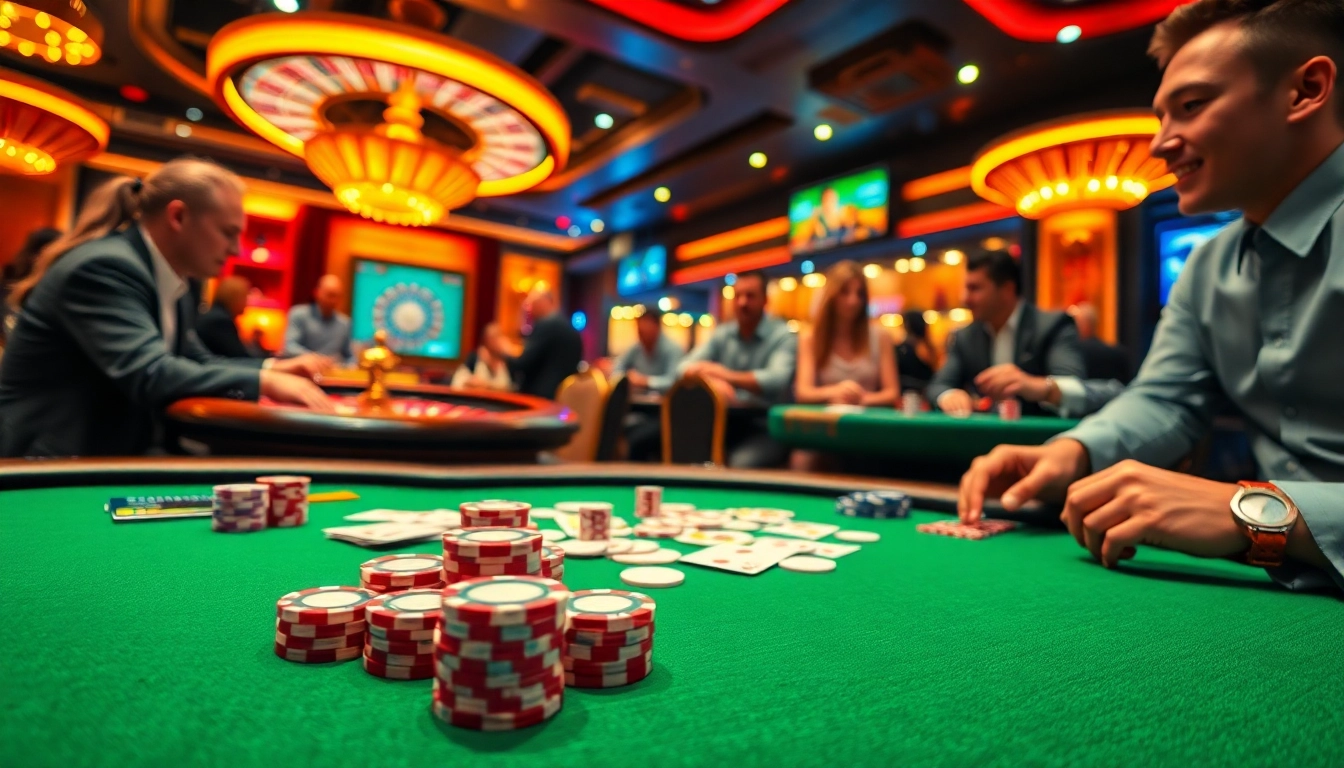 Experience the excitement of gambling at https://bet88vn.locker/, featuring vibrant casino tables and poker chips.