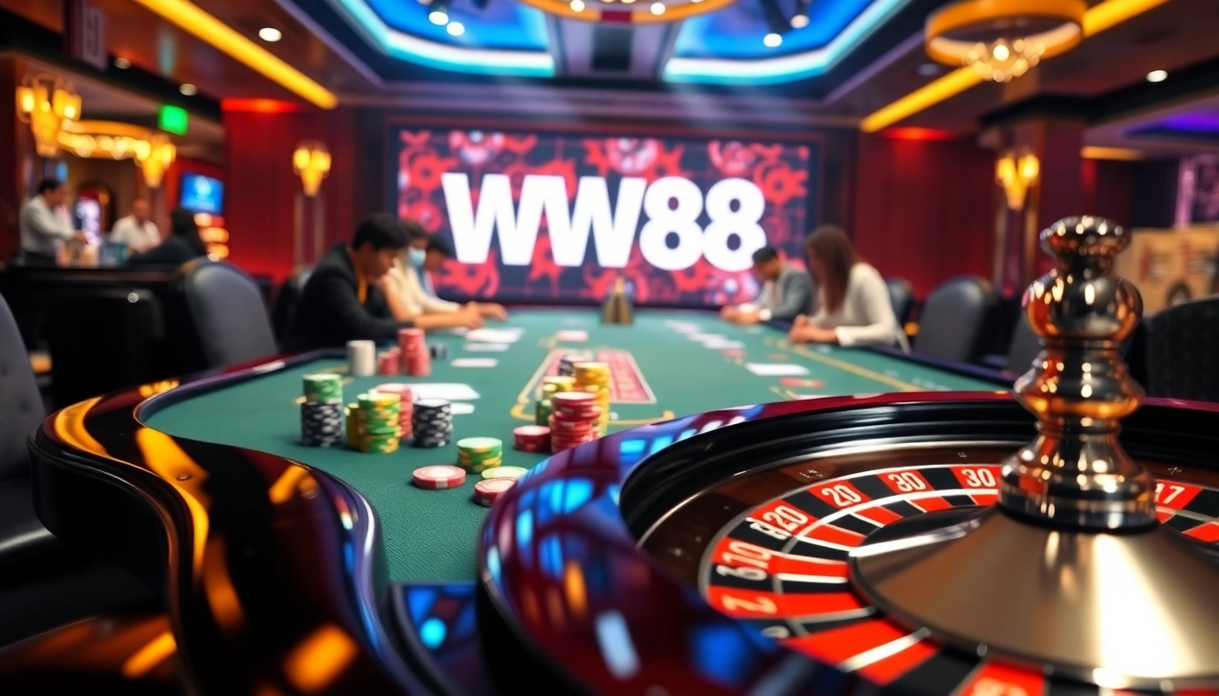Enjoying the exhilarating thrills of poker at trang chủ WW88 with colorful chips and intense focus.