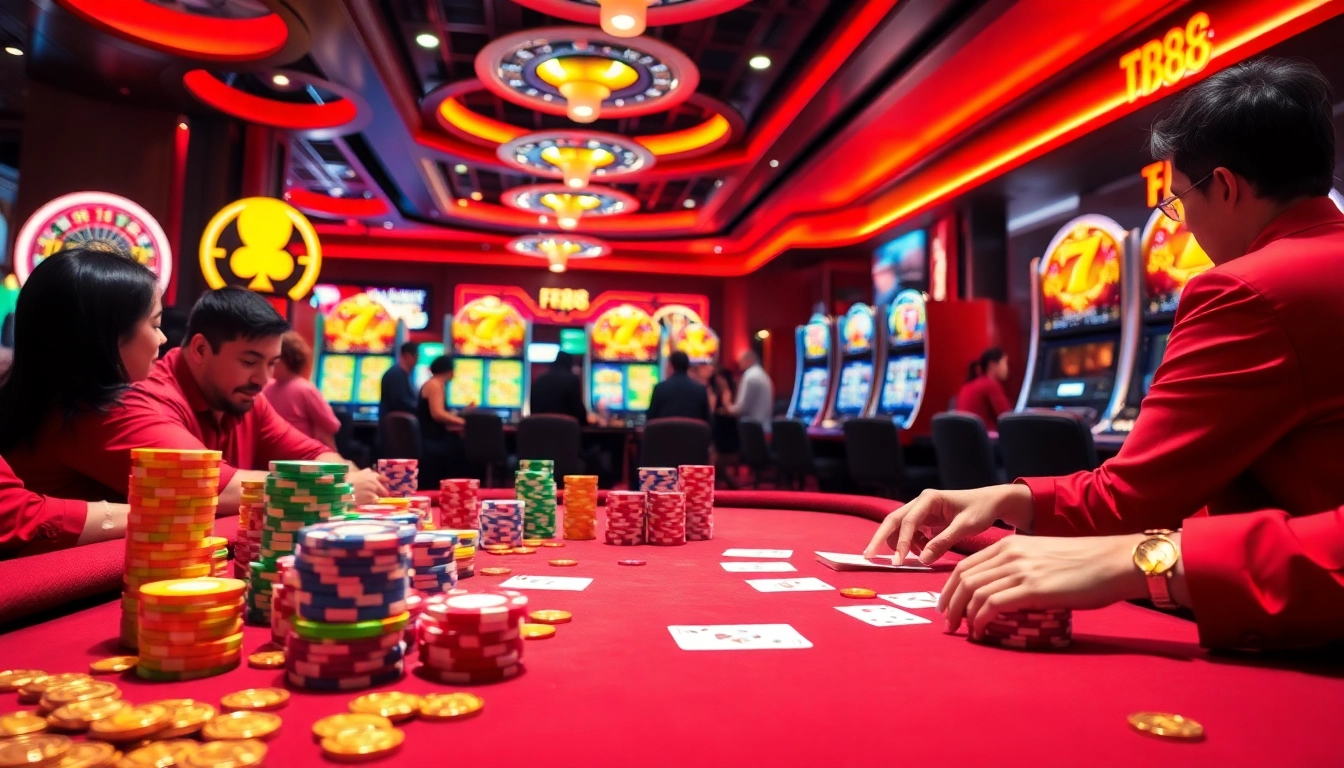 Experience the thrill of FB88 with intense poker action and glamorous casino elements.